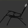 Folding Lounge Chair With Black Metal Frame And White Fabric Cushion
