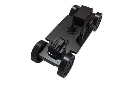 Black Four Wheeled Robot Car With Mechanical Structure And Chassis 3d model