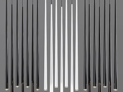 Slender Black and White Chandelier Rods Neatly Arranged in Modern Design 3d model