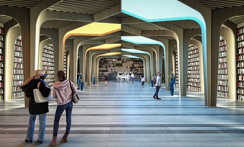 Modern Library Bookstore Passage 3d model