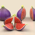 Ripe Purple Figs With Red Flesh And Seeds Whole And Sliced