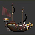 Colorful Lego Pirate Ship Model With Black Sails Skull Flags And Yellow Figurehead