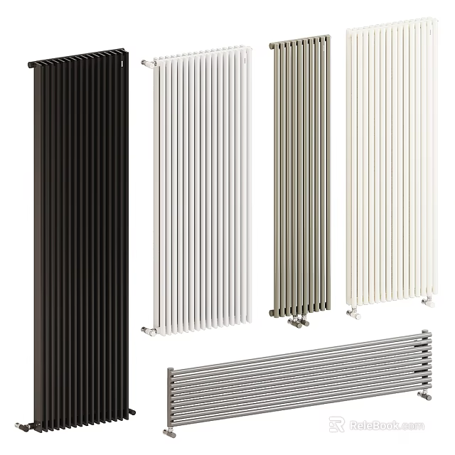 Modern Radiators In Black White Gray And Silver Vertical Horizontal Styles 3d model 