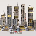 Futuristic Architecture Urban Scene With Tall Modern Buildings And Structures