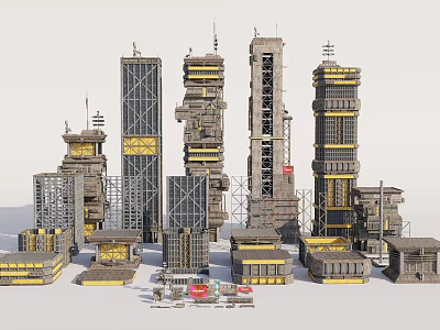 Futuristic Architecture Urban Scene With Tall Modern Buildings And Structures 3d model
