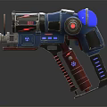 Futuristic Sci Fi Weapon With Blue Red Lights And Mechanical Structure 3d model