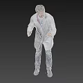 Man in White Doctor Coat With Stethoscope Standing Against Gray Background Gesturing