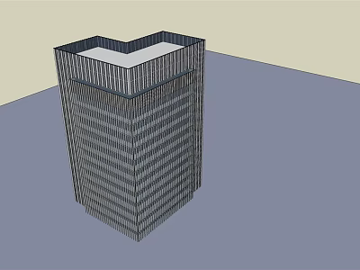 Modern High Rise Office Building With Vertical Facade And Top Platform Design 3d model