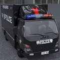 Special Police Equipment Support Vehicle With Blue Red Emergency Lights And Markings