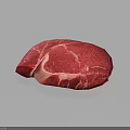 Fresh Red Raw Steak Piece on Light Blue Background with Juicy Texture