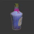 Blue Glass Bottle With Cork Stopper And Twine Tied Label Design