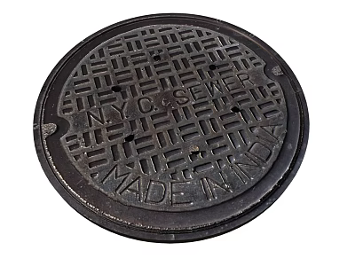 Road Infrastructure Manhole Cover With Grid Pattern NYC Sewer Marking And Made In USA 3d model