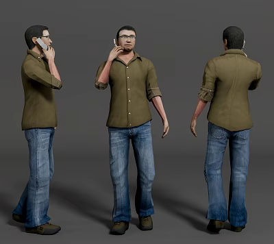 Modern men call professional men 3d model Modern men call professional men 3d model