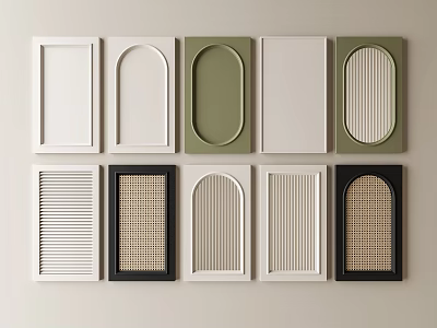Various Modern Door Panels Featuring Different Shapes Colors And Textures 3d model