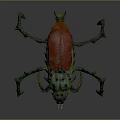 Insectoid Arachnid Character With Green Spiked Body Red Carapace And Multiple Thorny Legs