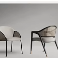 Modern Leisure Chair With Woven Back Black Metal Frame And White Cushion Design