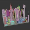 Detailed Modern City Architecture Model Featuring Tall Skyscrapers And Urban Buildings
