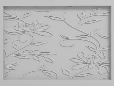 Elegant White Interior Wall With Embossed Floral Leaf And Vine Patterns 3d model