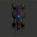 Fantasy Movie Game Character With Giant Purple Spiked Spotted Monster Design