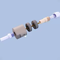 Mechanical Shaft Assembly With Multi Colored Cylindrical Components And Detailed Structure