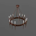 Classic Bronze Chandelier With Circular Frame Chain And Candle Style Bulbs