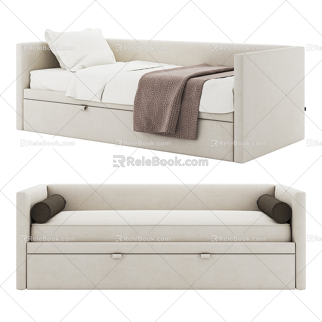 Modern Single Bed Simple Children's Single Bed 3d model