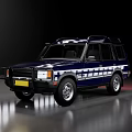 Vintage Blue Off Road SUV With White Cross Pattern And Hardtop Design