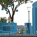 Top Outdoor Photo Check In Spot With Blue Circular Bar Decorative Tree Balloons And Desserts