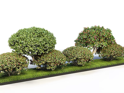 Roadside Greenery Facilities With Various Bushes And Well Maintained Lawn 3d model