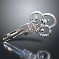 Decorative Silver Key With Intricate Ornate Design For Daily Home Use