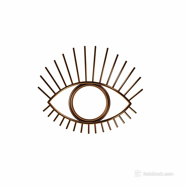 Eye Shaped Metallic Wall Decor With Radiating Lines And Circular Ring 3d model 