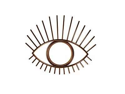 Eye Shaped Metallic Wall Decor With Radiating Lines And Circular Ring 3d model