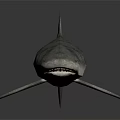Realistic Striped Shark With Detailed Body And Fins On Dark Background