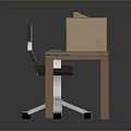 Vintage Office Desk With Computer Monitor Tower Keyboard And Rolling Chair