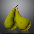 Fresh Juicy Ripe Yellow Pears With Smooth Skin On Dark Surface