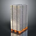 Shiny Silver Metallic Rectangular Block With Textured Surface On Orange Pallet 3d model