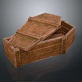 Vintage Rustic Wooden Storage Chest With Open Lid And Metal Rivets