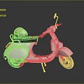 Vintage White Scooter with Black Seat and Helmet on Gray Background