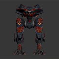 Mechanical Creature Character With Glowing Red Eyes And Complex Armor Structure 3d model