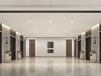 Office building elevator corridor 3d model