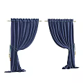Elegant Navy Blue Velvet Curtains With Tiebacks And Tassel Decor For Windows