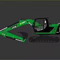 Green JCB Excavator With Tracked Undercarriage Enclosed Cab And Front Bucket