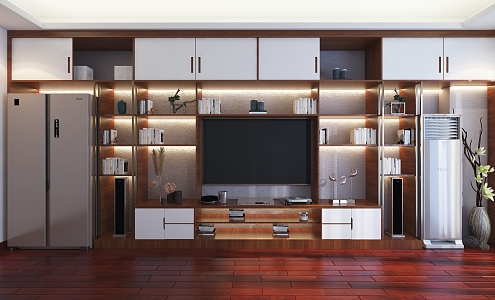 Modern TV background cabinet TV background wall 3d model