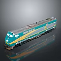 Teal Model Train With Yellow And Silver Stripes And Detailed Design
