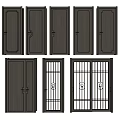 Different Swing Door Styles Featuring Single Double And Grid Pattern Designs For Home 3d model