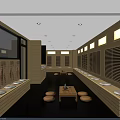 SPA Sauna Interior Featuring Wooden Walls Benches Small Tables And Warm Relaxing Lighting