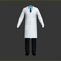 Professional White Long Lab Coat Outfit With Blue Shirt Tie Dark Pants And Shoes
