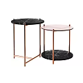 Modern Round Coffee Tables With Copper Metal Frames And Marble Glass Tabletops 3d model