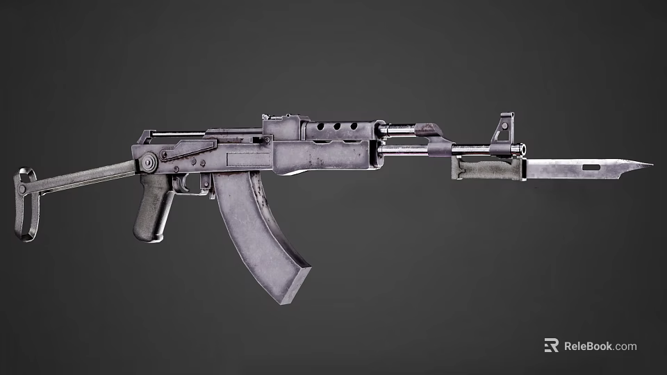 Military Assault Rifle With Metal Barrel Wooden Stock And Detachable Magazine 3d model 