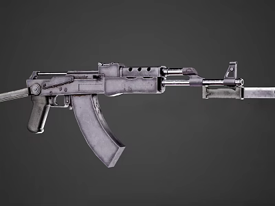 Military Assault Rifle With Metal Barrel Wooden Stock And Detachable Magazine 3d model